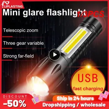 1/3 шт. Мини светодиодный фонарик с зумом XP-G Q5 Flash Light Фонарь Портативный перезаряжаемый бликовый COB Фонарик для кемпинга на открытом воздухе