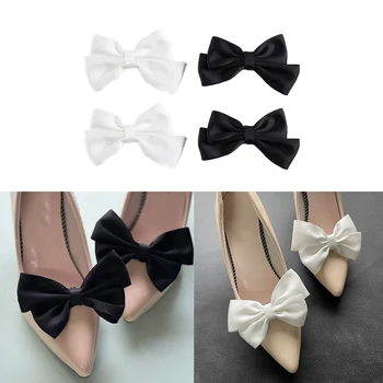 1 пара Аксессуаров для обуви с бантом и цветами, свадебные украшения для невесты, пряжки для обуви, декоративные зажимы, черный /белый