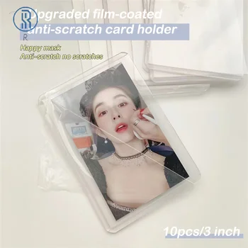 10ШТ Рукава для фотокарточек Idol в Корейском стиле, прозрачный пластиковый держатель для сбора липких карточек, Прозрачная утолщенная крышка