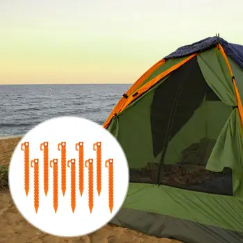 10шт Конических кольев для кемпинга на открытом воздухе Сверхмощные колышки для пляжной палатки с круглым отверстием Колья для навеса Ветрозащитные гвозди