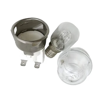 2 комплекта E14 с высокой термостойкостью 300 по Цельсию 250 В 25 Вт Лампа для духовки Держатель лампы для духовки Освещение для духовки Керамическая головка лампы