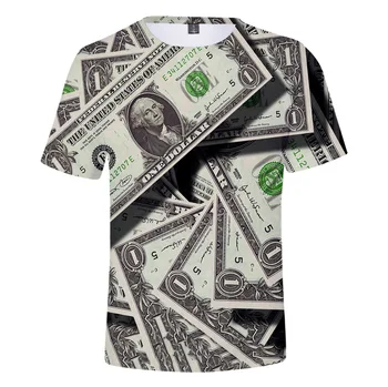 2022 Забавная Футболка с Долларом США, 3D Мужская/Женская футболка С Обезьяной, Футболка С коротким рукавом Для мальчиков/Девочек, Летние Детские топы с деньгами