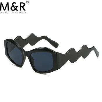 2023 Новые солнцезащитные очки неправильной формы для мужчин и женщин в стиле хип-хоп, очки с волнистыми ножками, модные солнцезащитные очки ins для женщин