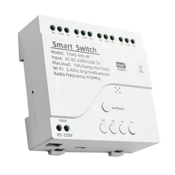 2X Tuya Smart Wifi Модуль Переключения Двигателя RF 433 Радио Пульт Дистанционного Управления 4-Канальное Шаговое Реле Для Alexa Google, 4CH AC85-250V