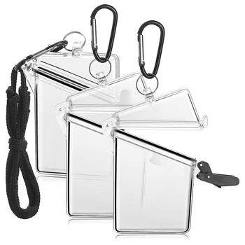 3 Упаковки водонепроницаемого футляра для бейджа Id-карты с ремешком, прозрачных водонепроницаемых ремешков для бейджей Id и ключей