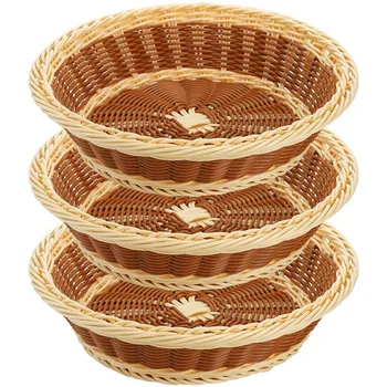 3 шт. плетеные корзины для хлеба, круглая корзина для фруктов диаметром 11,5 дюймов, имитация корзины из ротанга для кухни