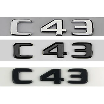 3d ABS Хром Черный C 43 Логотип C43 Эмблема Багажника Автомобиля Значок Наклейка Для Mercedes C43 AMG W205 W204 Буквы Наклейки Аксессуары