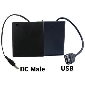 4AA USB/DC Power Battery Box Чехол Для Хранения Держатель Для Светодиодных Лент 5V Mini Power Supply С Крышкой И Переключателем