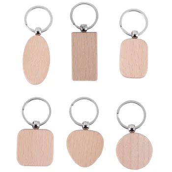 60 Пустой деревянный брелок для ключей Diy Деревянный брелок для ключей, бирка для ключей, Анти-Потерянные деревянные аксессуары в подарок
