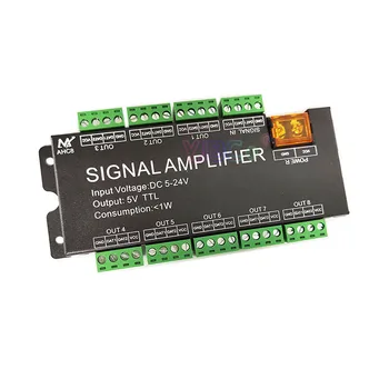 8 каналов Пикселей 5050 RGB LED Strip Amplifier DC 5V-24V 12V Input, 5V TTL signal Output, Повторитель Световой ленты WS2811/WS2812B/1903