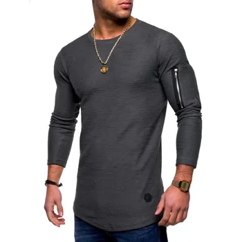 A3163 новая футболка мужская весенне-летняя футболка топ мужская хлопчатобумажная футболка с длинными рукавами для бодибилдинга складная