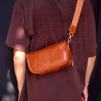 AETOO Кожаная оригинальная маленькая сумка унисекс на одно плечо через плечо для мобильного телефона из воловьей кожи трендовая молодежная сумка senior sense wom