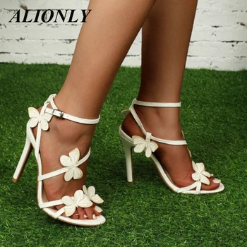 Alionly chaussure femme 2023 Летняя новая женская обувь с надписью Butterfly Flower и босоножками на шпильке с открытым носком