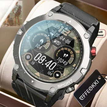 EFFEOKKI Мужские умные часы Smartwatch Наручные часы Bluetooth Вызов Мультирежим здоровья Частота сердечных сокращений IP67 Водонепроницаемые умные наручные часы на открытом воздухе
