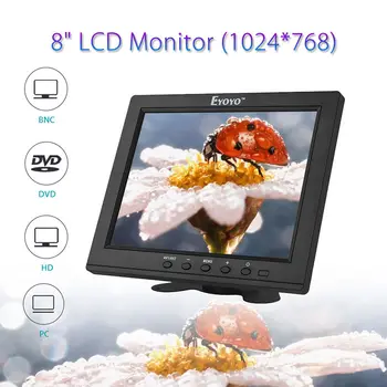 Eyoyo 8-Дюймовый HDMI-Монитор с разрешением 1024х768, Портативный Цветной Видеоэкран 4:3 TFT LCD Mini HD