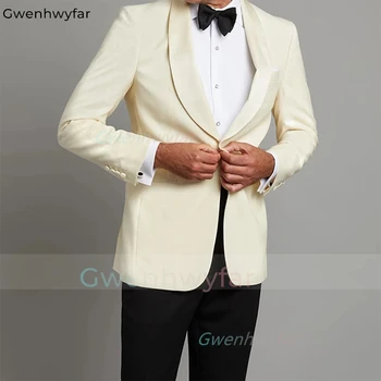 Gwenhwyfar 2023 Стильные Мужские Деловые костюмы на одной пуговице из 2 предметов для Свадьбы, Жениха, Выпускного вечера, Вечернего Костюма Homme (Куртка + брюки)