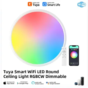 TUYA Smart WIFI LED Потолочный Светильник Круглый RGBCW С Регулируемой Яркостью Приложение Совместимо с Alexa Google Home Спальня Гостиная Рассеянный Свет