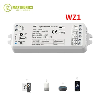 WZ1 12-36 В ZigBee 3.0 и RF 2-Канальный Светодиодный Контроллер Tuya APP Cloud Беспроводной Пульт Дистанционного Управления 2 Канала для Одноцветной CCT Светодиодной Ленты