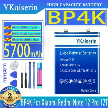 YKaiserin Аккумулятор BP4K 5700 мАч Для Xiaomi Redmi Note 12 Pro 12T Note12 Pro 12Pro/Poco X5 Pro X5Pro 5G Bateria
