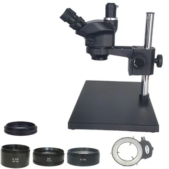 Большой Настольный Фокусирующий Тринокулярный Стереомикроскоп 7X-50X Для Пайки Электронных Печатных Плат С Непрерывным Увеличением Объектива 0.7X 2X
