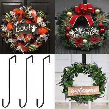 Вешалка для цветочных венков над дверью Большой металлический крючок для рождественских и пасхальных венков, вешалка для входной двери, принадлежности для рождественской вечеринки
