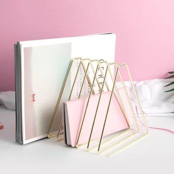 Выдвижная треугольная металлическая книжная подставка минималистичный железный книжный файл книжный магазин с наклоном креативный дисплей книжные полки