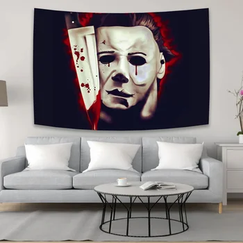 Гобелен Майкла Майерса на Хэллоуин, эстетичное оформление комнаты, фоны из фильмов ужасов, ткань для фона вечеринки