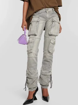 Дизайнерские винтажные белые джинсы с завышенной талией, новые женские осенне-зимние модные комбинезоны 