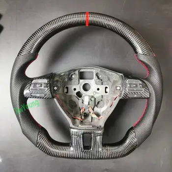 Для Фольксваген Гольф 6 MK6 Scirocco Magotan Passat SAGITAR (без подрулевых) Рулевое колесо из 100% настоящего углеродного волокна