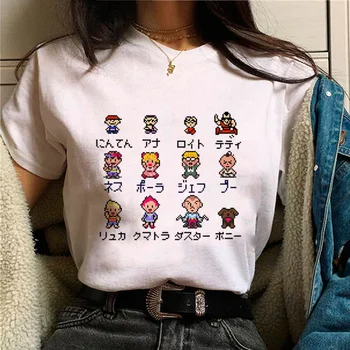Женская футболка Earthbound, дизайнерский топ в стиле манга, графическая одежда для девочек