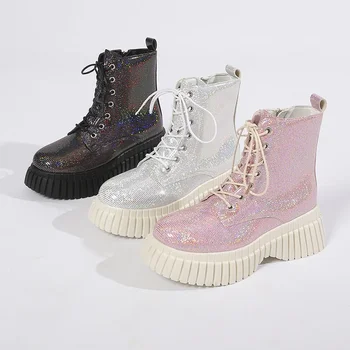 Женские ботинки Botines на платформе, осень-зима, ботильоны на бисквитной подошве, кожаные ботинки на молнии сбоку, красочная дизайнерская женская обувь
