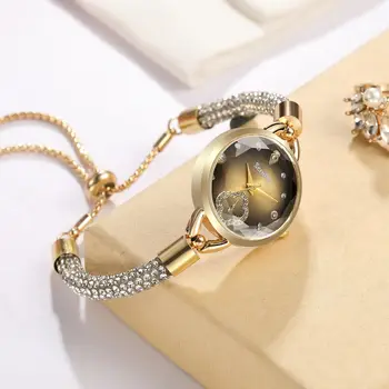 Женские часы с бриллиантовым браслетом, повязка, хрустальные кварцевые часы, женские роскошные наручные часы из цинкового сплава, прямая поставка 2024
