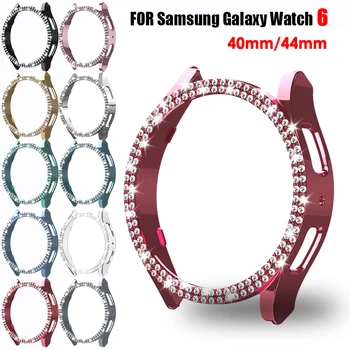 Женский Бриллиантовый Чехол для Samsung Galaxy Watch 6 44 мм 40 мм Чехол Жесткий ПК Полый Бампер Bling Защитный для Galaxy Watch 6 Чехол