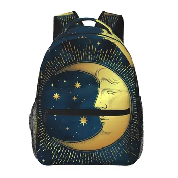 Женский рюкзак с полумесяцем и звездами, школьная сумка для мужчин, женская дорожная сумка, повседневный школьный рюкзак