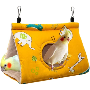 Зимний теплый птичий домик-гнездо - подвесной гамак, бархатный сарай, клетка для хижины, укрытие для плюшевых птиц, спальная кровать, пушистик