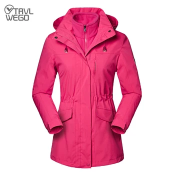 Зимняя куртка TRVLWEGO, женское непромокаемое походное пальто, длинная ветровка для альпинизма, теплая одежда для рыбалки 3 в 1, лыжная одежда для рыбалки