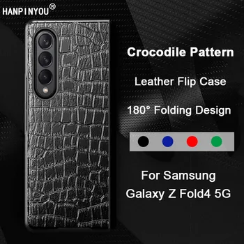 Искусственная кожа с текстурой крокодила Флип-чехол для Samsung Galaxy Z Fold4 Flip4 Ультратонкий ПК Задняя крышка Защитная оболочка Funda