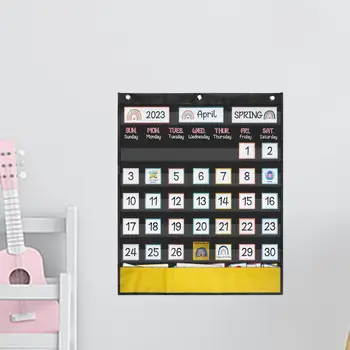 Карманный календарь на месяц в классе, организованный в классе график с карточками Настенный календарь домашнего обучения, Учебный календарь