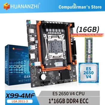 Комбинированный комплект материнской платы HUANANZHI X99 4MF LGA 2011-3 с процессором Intel XEON E5 2650 V4 и памятью 1*16G DDR4 RECC С поддержкой M.2