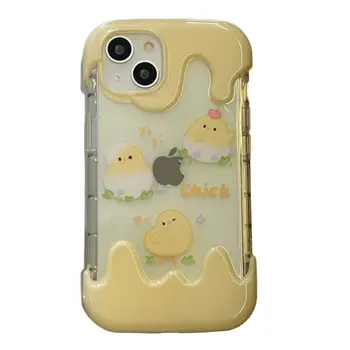 Корейские ВСТАВКИ тающее мороженое Желтая курица Прозрачный чехол для iPhone 14 13 Pro Max Задняя крышка телефона для 12 11 Pro Max Capa