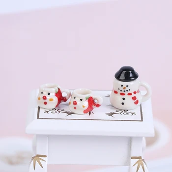 Кукольный миниатюрный Рождественский зимний керамический набор чашек и горшков 1: 12, кукольная Кофейная чашка для чая