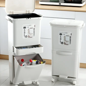 Кухонные контейнеры для сухого и влажного мусора Большой емкости, дорогостоящее мусорное ведро с крышкой, контейнер для бытового мусора