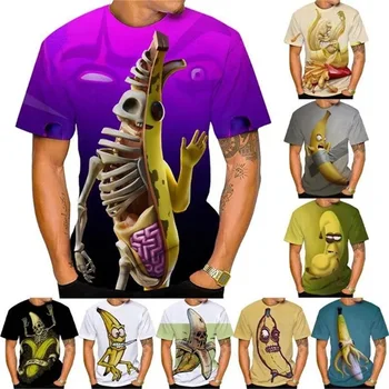 Летняя Мужская футболка с коротким рукавом 3D Печать Забавных футболок с рисунком фруктов и бананов Мужская уличная одежда больших размеров Футболки