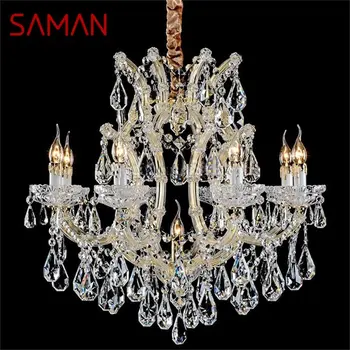 Люстра SAMAN в европейском стиле, Роскошная светодиодная свеча, Подвесные светильники для украшения дома, Вилла, Холл
