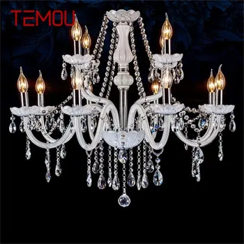 Люстра TEMOU в европейском стиле, светодиодные белые подвесные светильники, Хрустальная свеча, роскошные светильники, современные светильники для дома, гостиничного зала