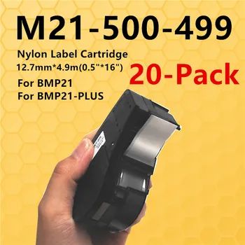 Машинная этикетка 10 ~ 20PK M21-500-499 Черная на белой нейлоновой ленте для принтера этикеток BMP21-PLUS, BMP21-LAB, LABPAL Label Maker 12,7 мм