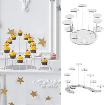 Многослойная акриловая подставка для колец, серег, полок для хранения ювелирных изделий, органайзер для десертного торта для декора вечеринки по случаю дня рождения