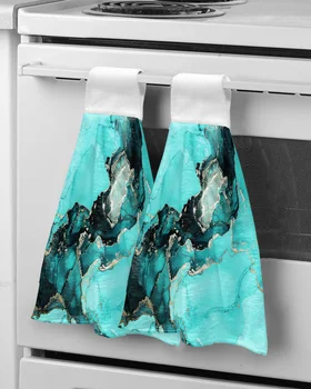 Мраморная Текстура Aqua Custom Wipe Полотенце для рук Впитывающие Подвесные полотенца Домашняя Кухня Салфетки для мытья посуды Ванная Комната Салфетка для ванны