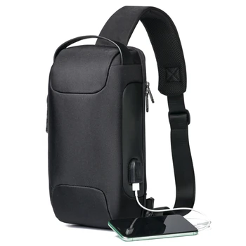 Мужская водонепроницаемая Оксфордская сумка через плечо с USB-разъемом, противоугонная сумка-слинг, многофункциональная короткая сумка-мессенджер для мужчин