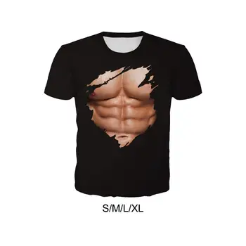 Мужская футболка с 3D рисунком Muscle, майка, забавные повседневные летние футболки с круглым вырезом и короткими рукавами для клубной вечеринки на Хэллоуин
